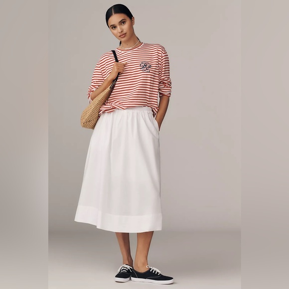 ANTHROPOLOGIE Daily Practice Cotton Long Sleeve Tee S 24” p2p Red/White $88 NWT - Picture 8 of 15